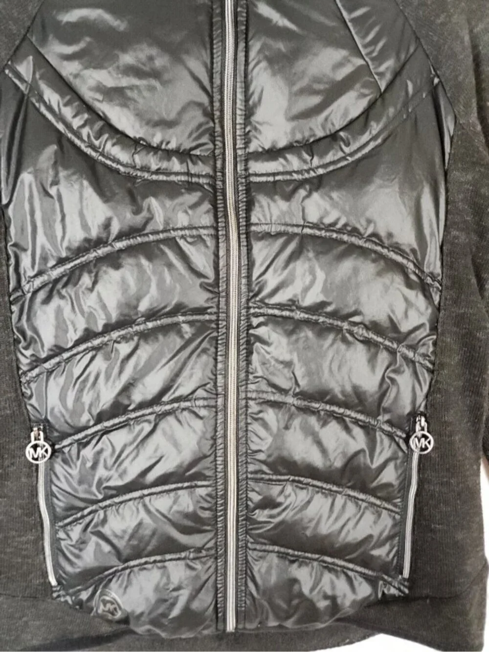 Michael Michael Kors Black Down Filled Quilted Puffer Sweater Jacket